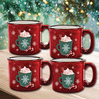 Peppermint Wishes 15 oz Artisan Ceramic Mug 4-Piece Set