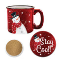 Snowman 15 oz Artisan Ceramic Mug & Coaster Set