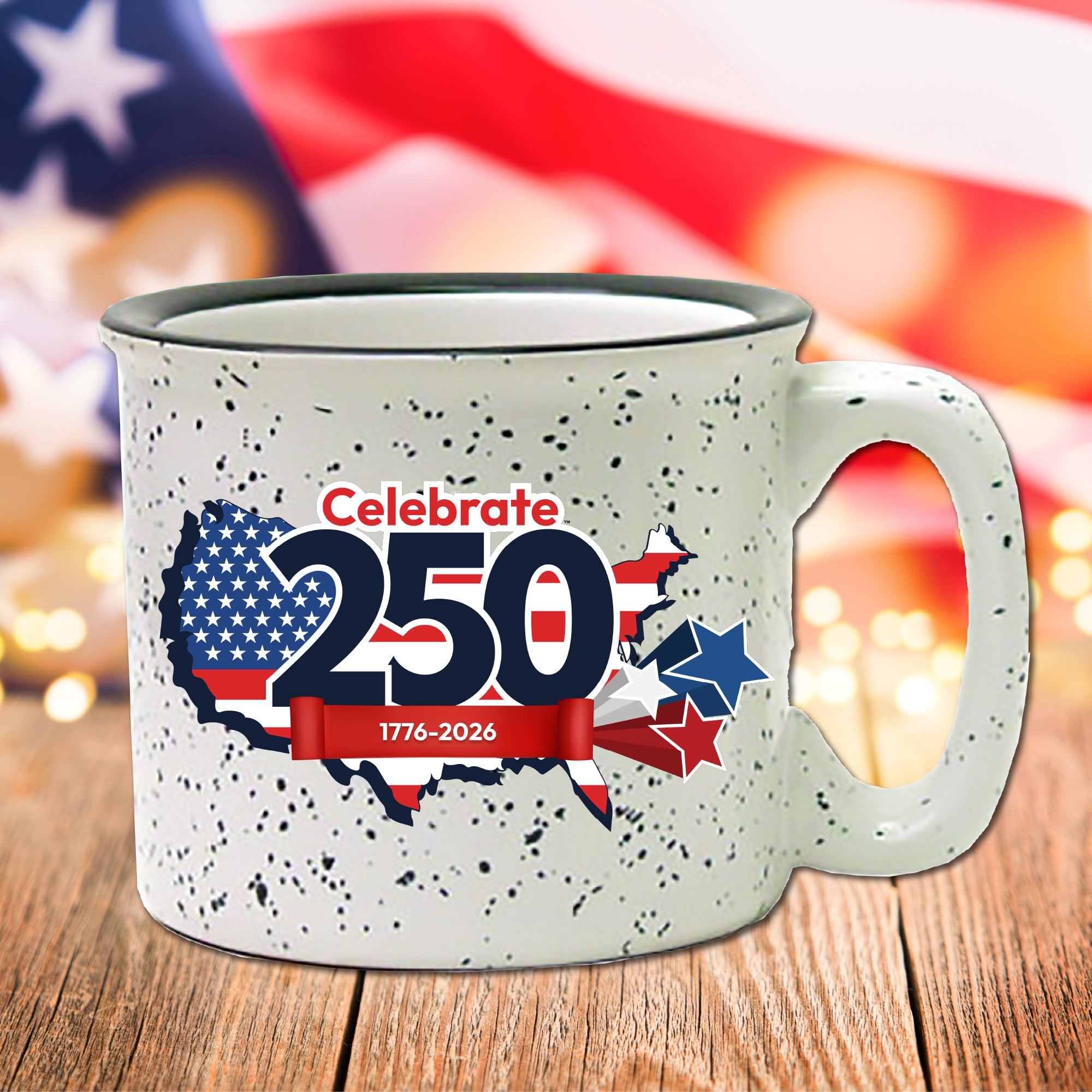 Celebrate 250 USA 19 oz Artisan Ceramic Mug with Wounded Warrior Project