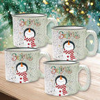 Snowman Believe 15 oz Artisan Ceramic Mug 4-Piece Set