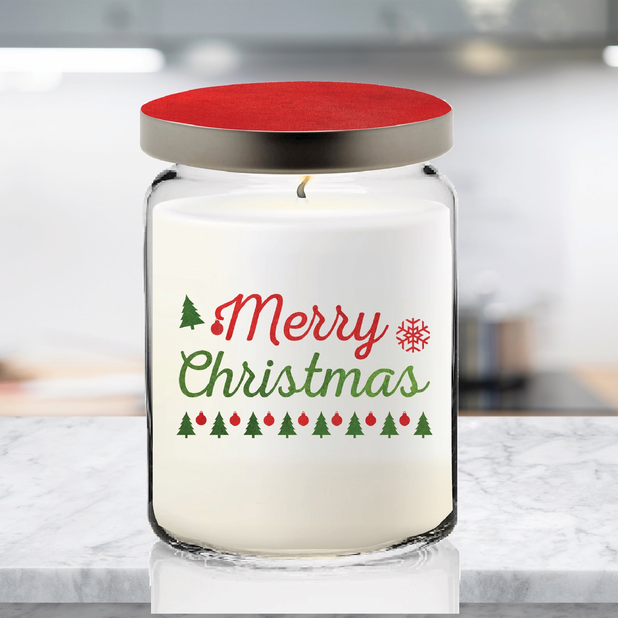 Holiday Plaid Candle Collection - Peppermint 26 oz Soy Candle Apothecary Jar with Decorative Tin Lid