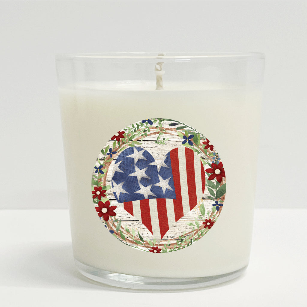 Celebrate 250 Patriotic Heart Wreath 10 oz Citronella Soy Wax Candle with Wounded Warrior Project
