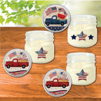 Celebrate 250 Patriotic Blue & Red Truck 4 oz Citronella Soy Wax Candle 3 pc. Set with Wounded Warrior Project
