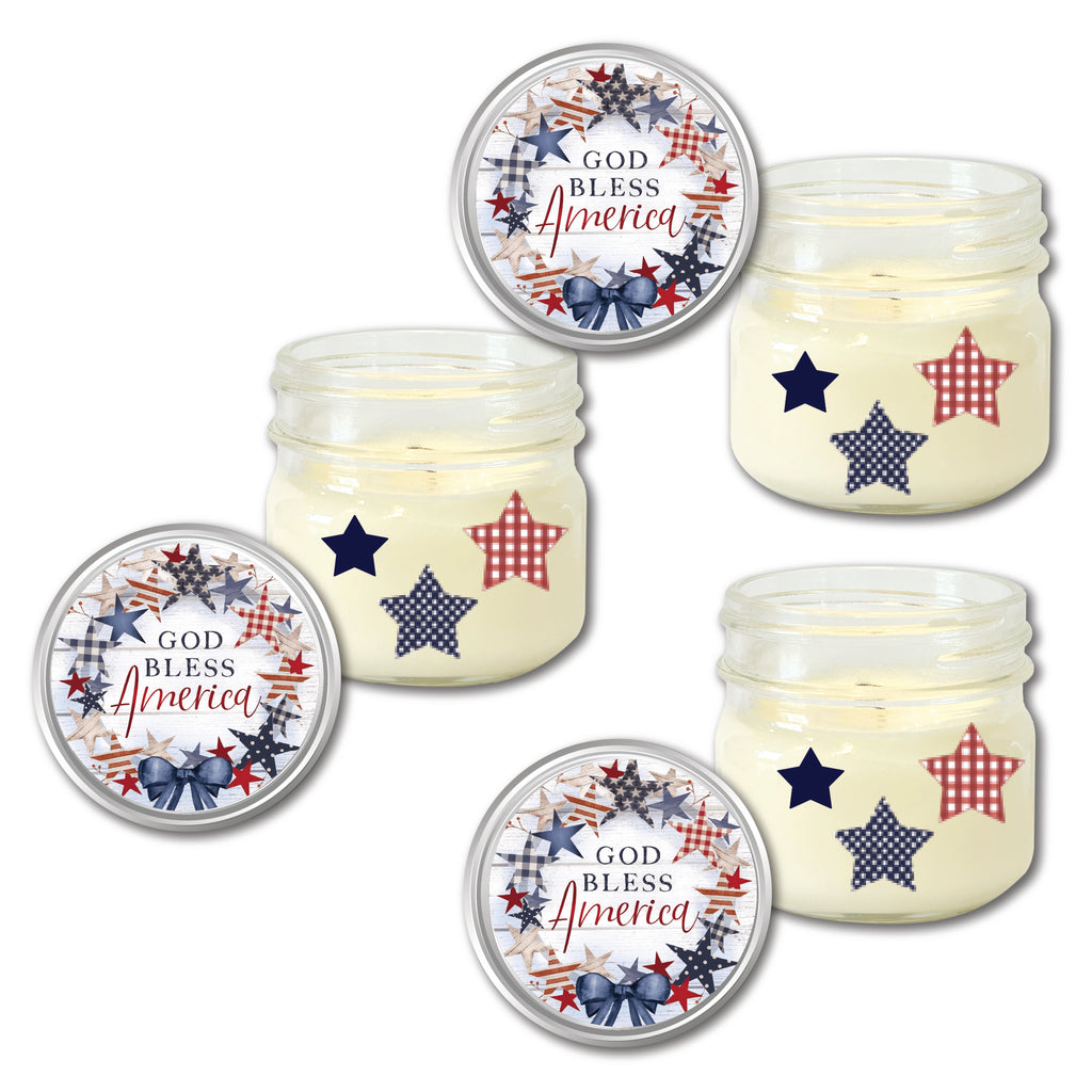 Celebrate 250 God Bless America Wreath 4 oz Citronella Soy Wax Candle 3 pc. Set with Wounded Warrior Project
