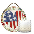 Celebrate 250 Patriotic Heart 13.5 oz, 3 Wick Citronella Candle & Patriotic Heart 10x10 Hanging Artboard Set with Wounded Warrior Project