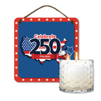 Celebrate 250 USA Overlay II 13.5 oz, 3 Wick Citronella Candle & USA Overlay II 10x10 Hanging Artboard Set with Wounded Warrior Project