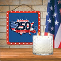 Celebrate 250 USA Overlay II 13.5 oz, 3 Wick Citronella Candle & USA Overlay II 10x10 Hanging Artboard Set with Wounded Warrior Project