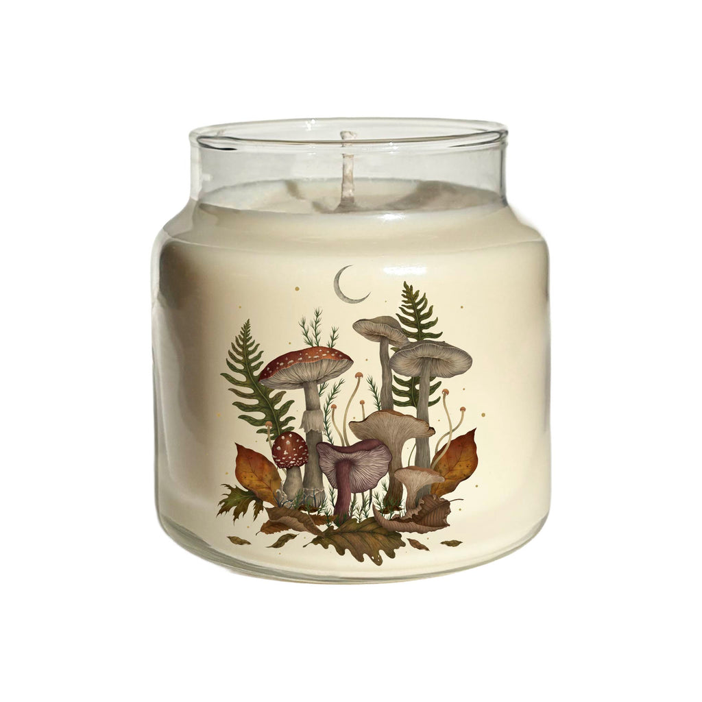 Autumn Mushrooms 18 oz Soy Wax Candle with Wooden Lid