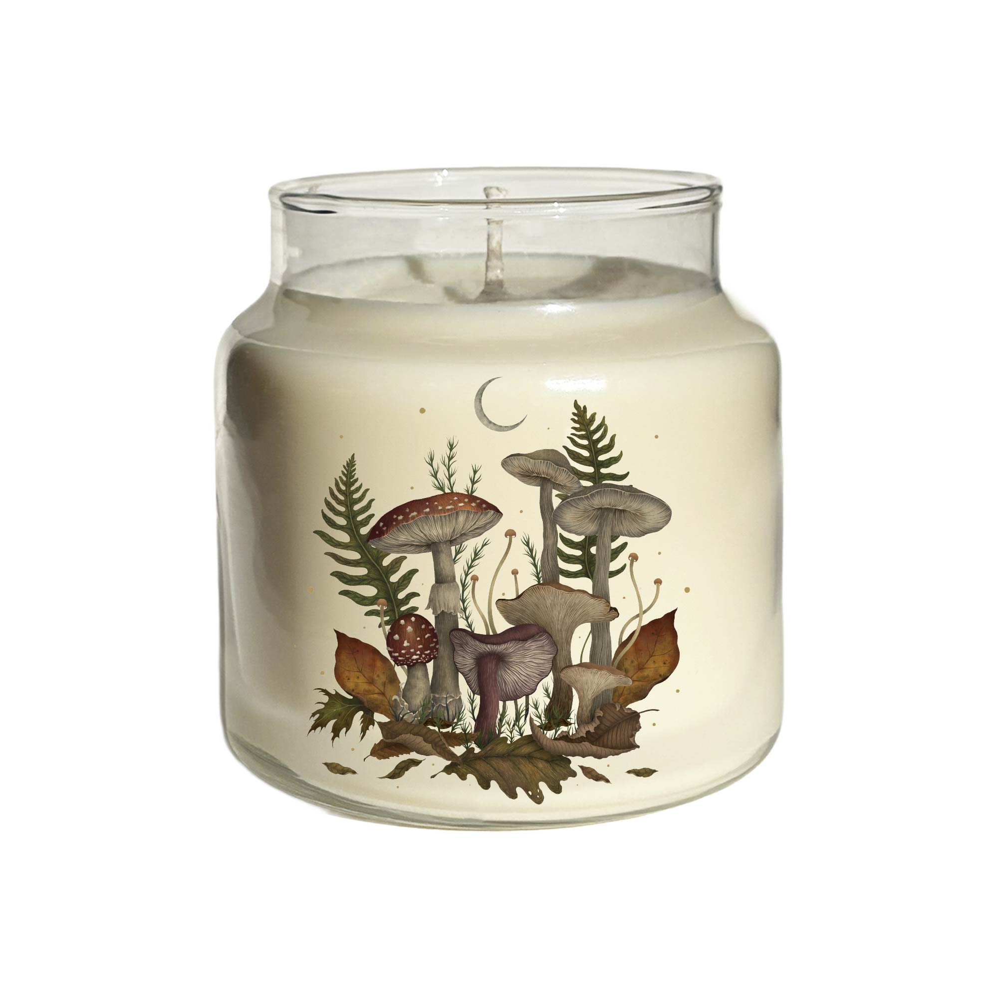 Autumn Mushrooms 18 oz Soy Wax Candle with Wooden Lid