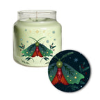 Christmas Moth - Frosted Berry and Holly Leaf 18 oz Soy Wax Candle with Wooden Lid