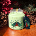 Christmas Moth - Frosted Berry and Holly Leaf 18 oz Soy Wax Candle with Wooden Lid