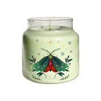 Christmas Moth - Frosted Berry and Holly Leaf 18 oz Soy Wax Candle with Wooden Lid