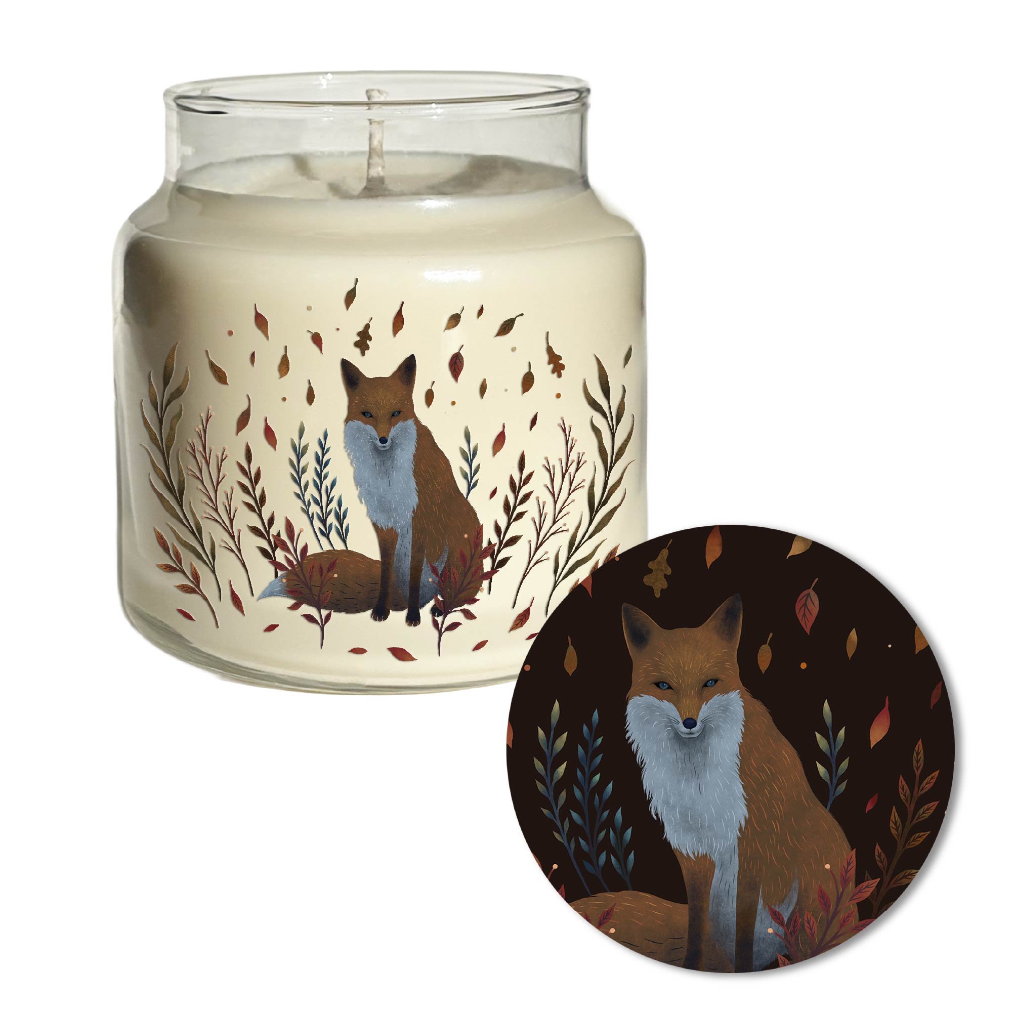 Autumn Fox 18 oz Soy Wax Candle with Wooden Lid