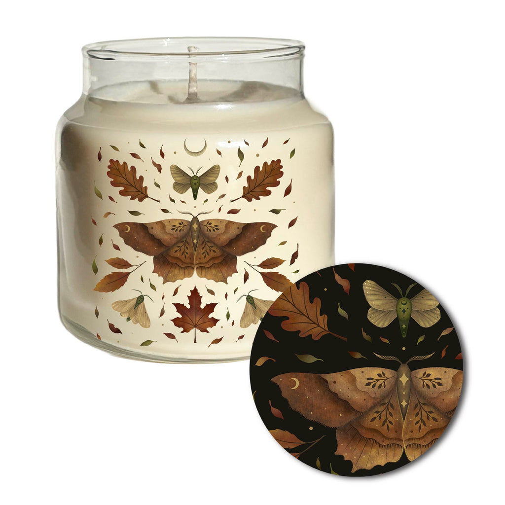 Autumn Moth 18 oz Soy Wax Candle with Wooden Lid
