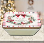 Gather Plaid Cardinal Wreath 6.5" x 6.5" Artboard Lid & 20 oz Candle Set