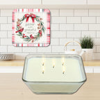 Gather Plaid Cardinal Wreath 6.5" x 6.5" Artboard Lid & 20 oz Candle Set