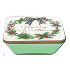 Merry Christmas Wreath 6.5" x 6.5" Artboard Lid & 20 oz Candle Set