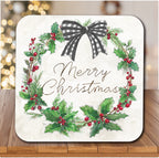 Merry Christmas Wreath 6.5" x 6.5" Artboard Lid & 20 oz Candle Set