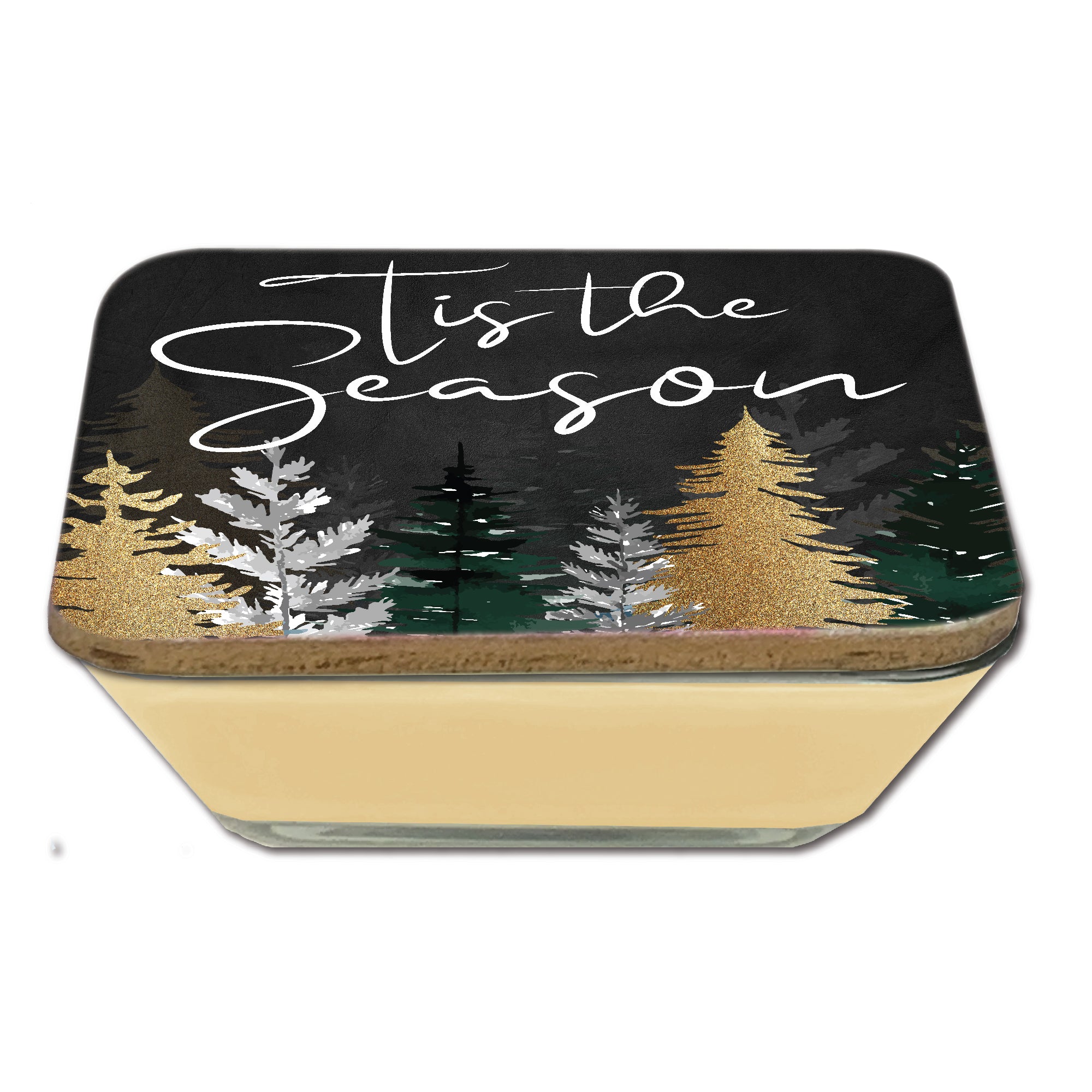 Tis the Season Pines 6.5" x 6.5" Artboard Lid & 20 oz Candle Set
