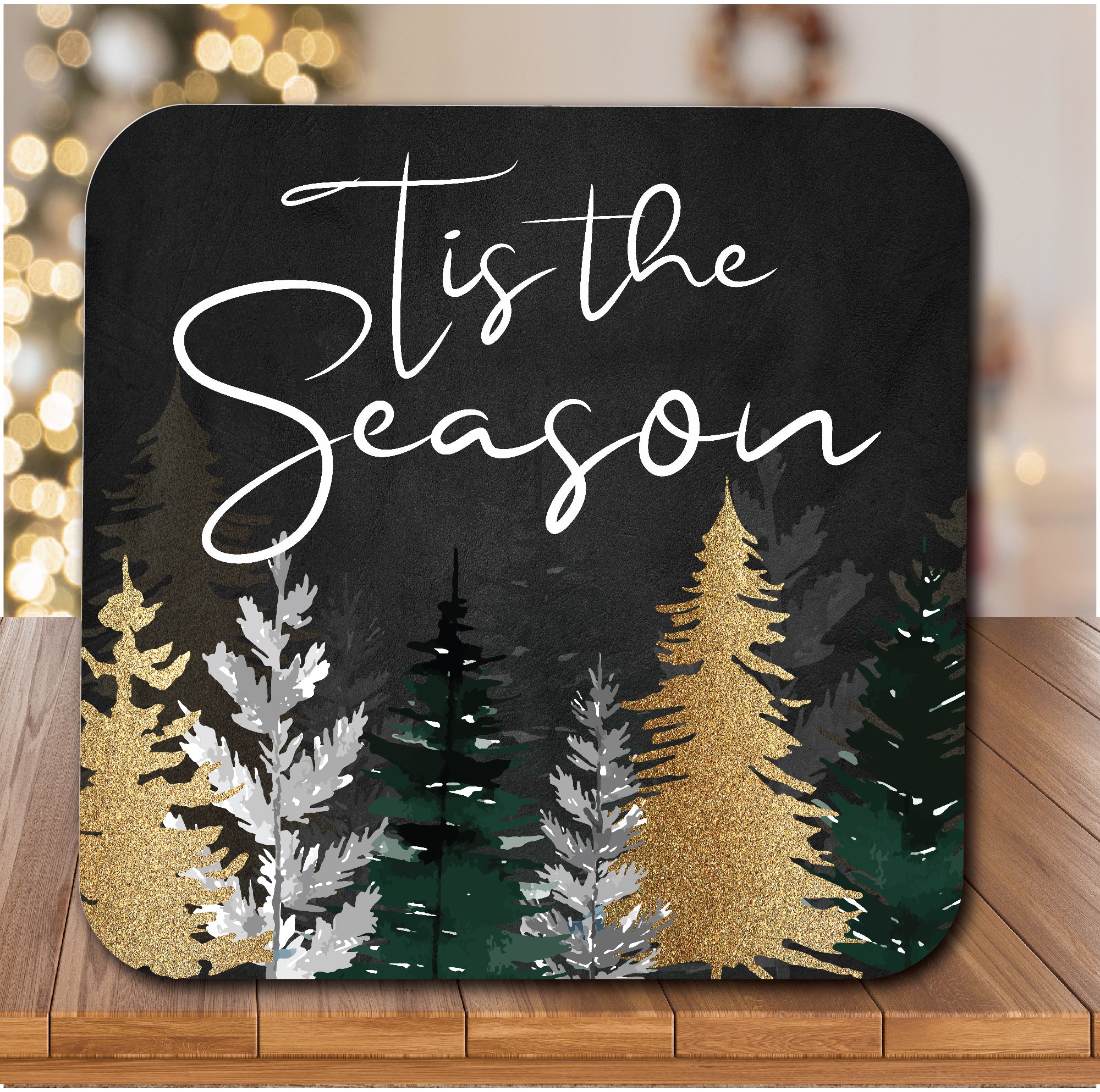 Tis the Season Pines 6.5" x 6.5" Artboard Lid & 20 oz Candle Set