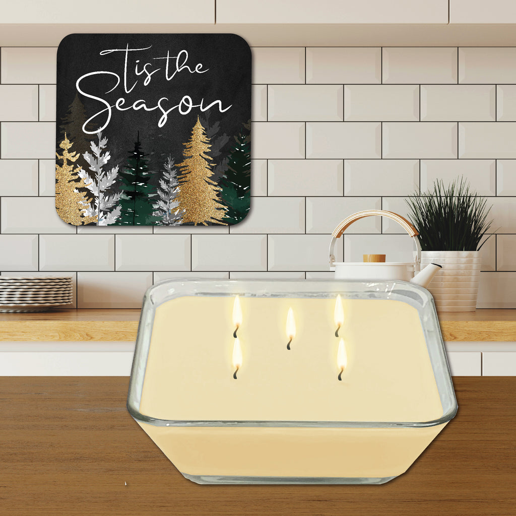 Tis the Season Pines 6.5" x 6.5" Artboard Lid & 20 oz Candle Set
