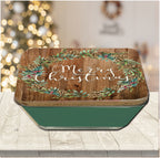 Cotton and Greens Wreath 6.5" x 6.5" Artboard Lid & 20 oz Candle Set