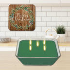 Cotton and Greens Wreath 6.5" x 6.5" Artboard Lid & 20 oz Candle Set