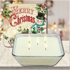 Merry Christmas Snowman 6.5" x 6.5" Artboard Lid & 20 oz Candle Set