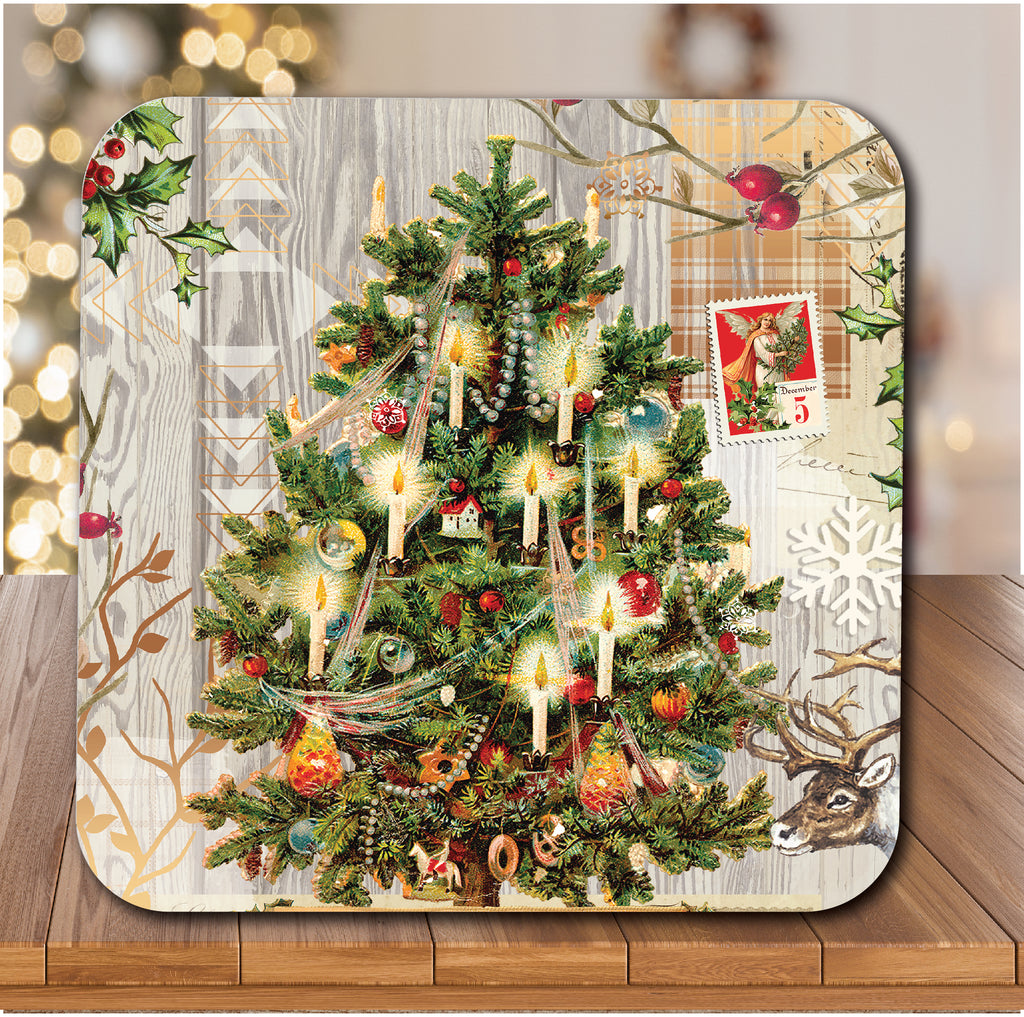 Holiday Tree II 6.5" x 6.5" Artboard Lid & 20 oz Candle Set