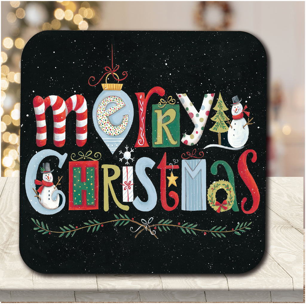 Merry Christmas 6.5" x 6.5" Artboard Lid & 20 oz Candle Set