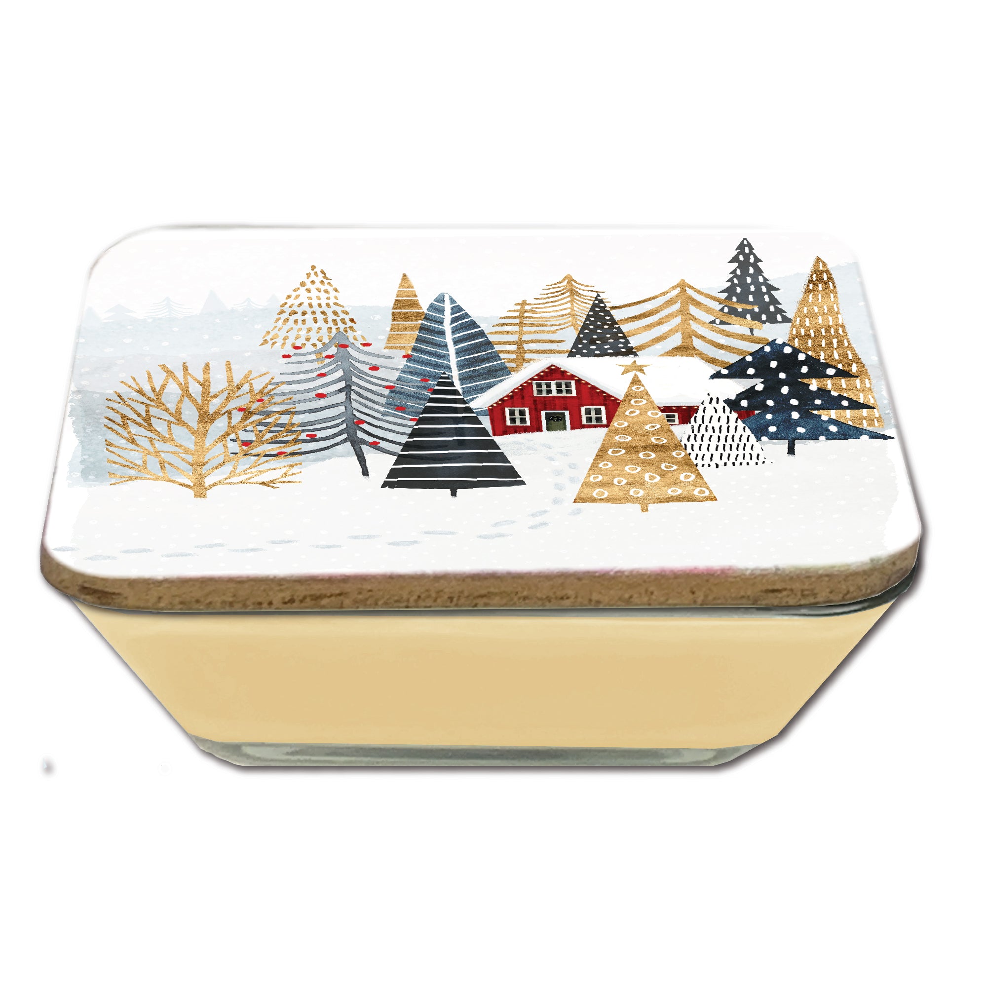 Christmas Chalet I 6.5" x 6.5" Artboard Lid & 20 oz Candle Set