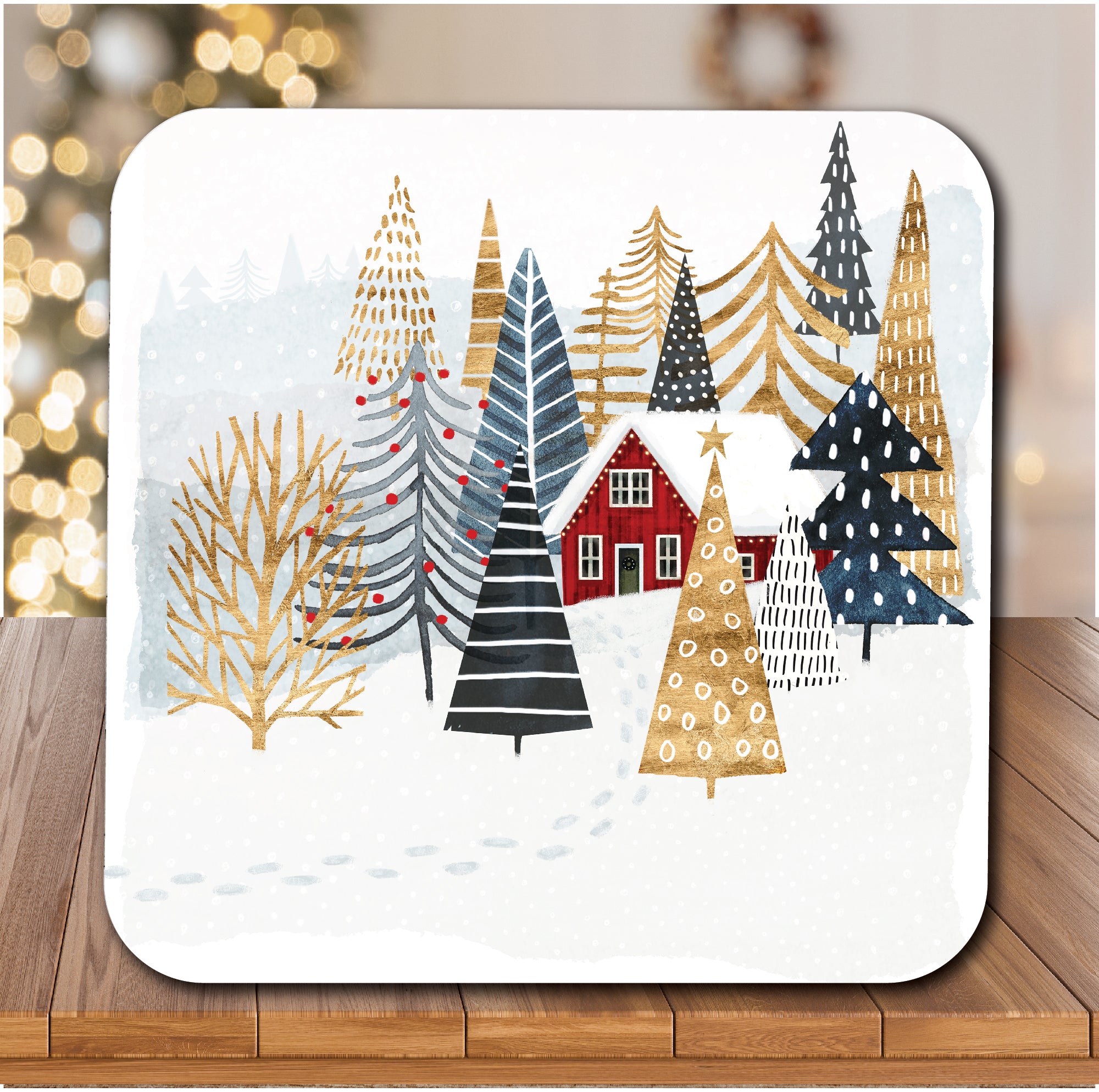 Christmas Chalet I 6.5" x 6.5" Artboard Lid & 20 oz Candle Set