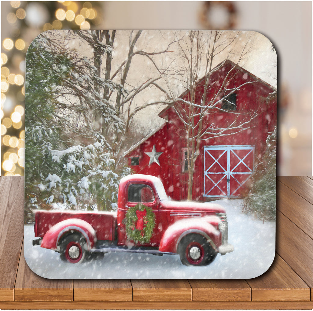 Barn with Truck 6.5" x 6.5" Artboard Lid & 20 oz Candle Set
