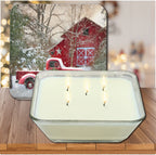 Barn with Truck 6.5" x 6.5" Artboard Lid & 20 oz Candle Set
