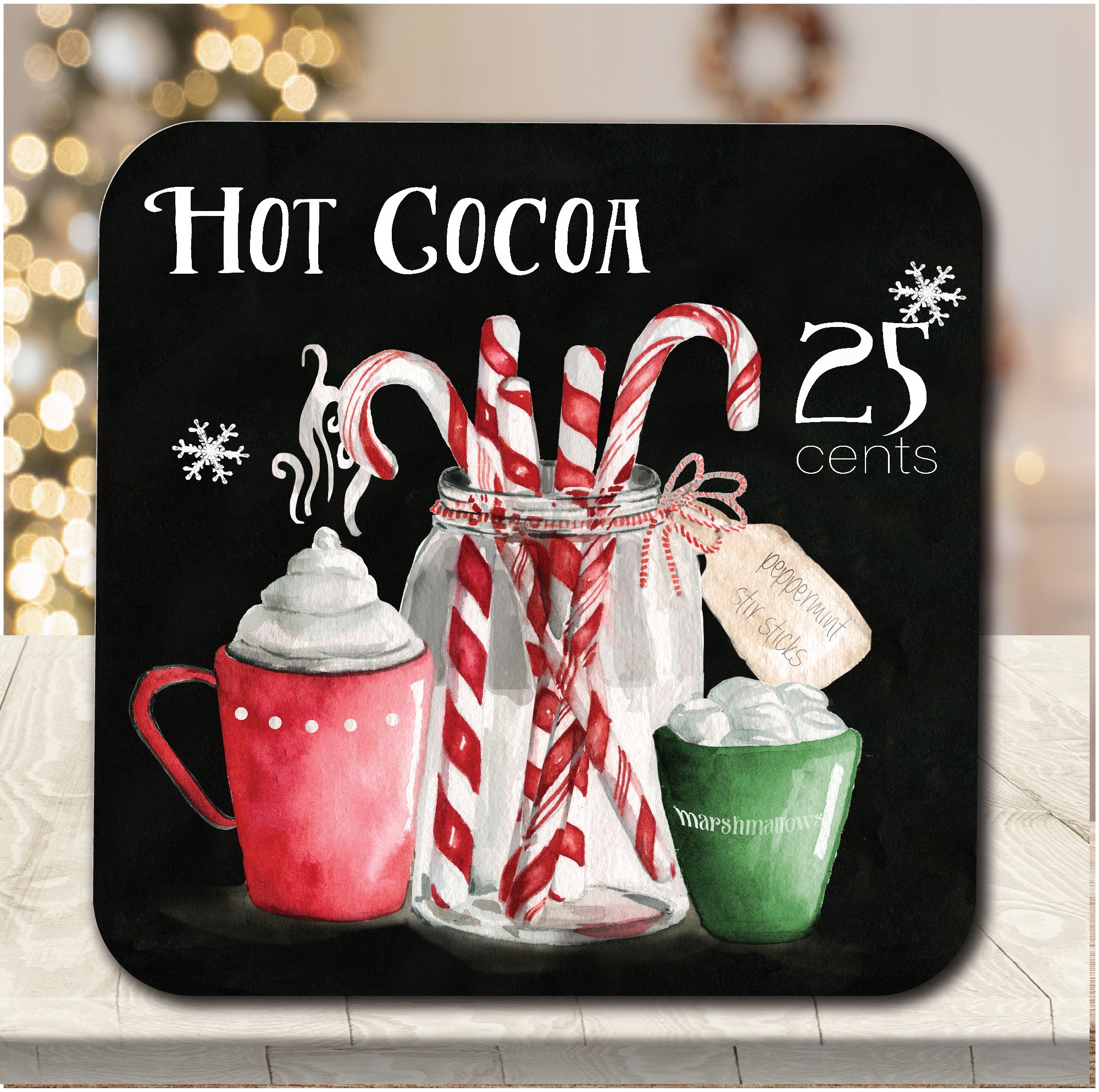 Cocoa Chalk 6.5" x 6.5" Artboard Lid & 20 oz Candle Set