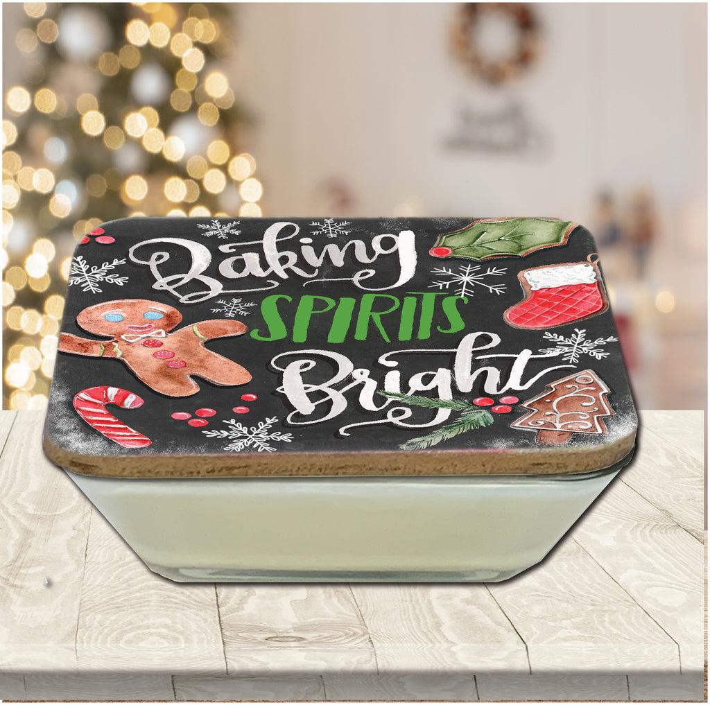 Baking Spirits Bright I 6.5" x 6.5" Artboard Lid & 20 oz Candle Set