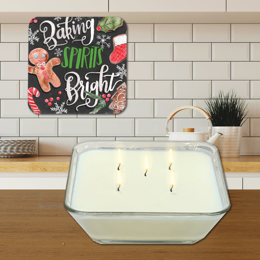 Baking Spirits Bright I 6.5" x 6.5" Artboard Lid & 20 oz Candle Set