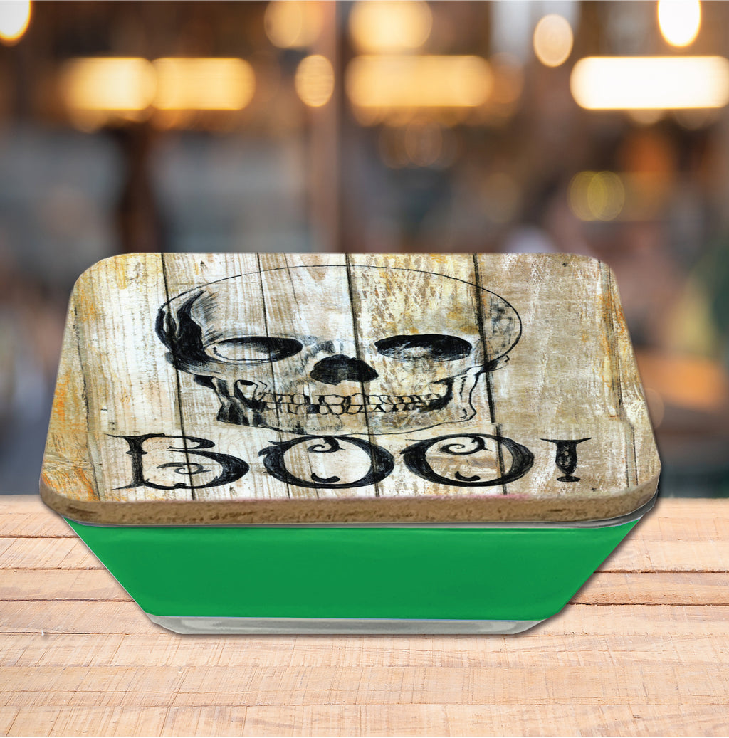 BOO! 6.5"x6.5" Artboard Lid & 20 oz Candle Set