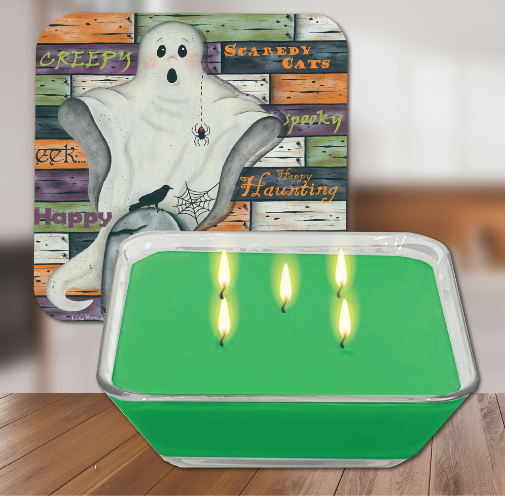 Trick-or-Treat 6.5"x6.5" Artboard Lid & 20 oz Candle Set