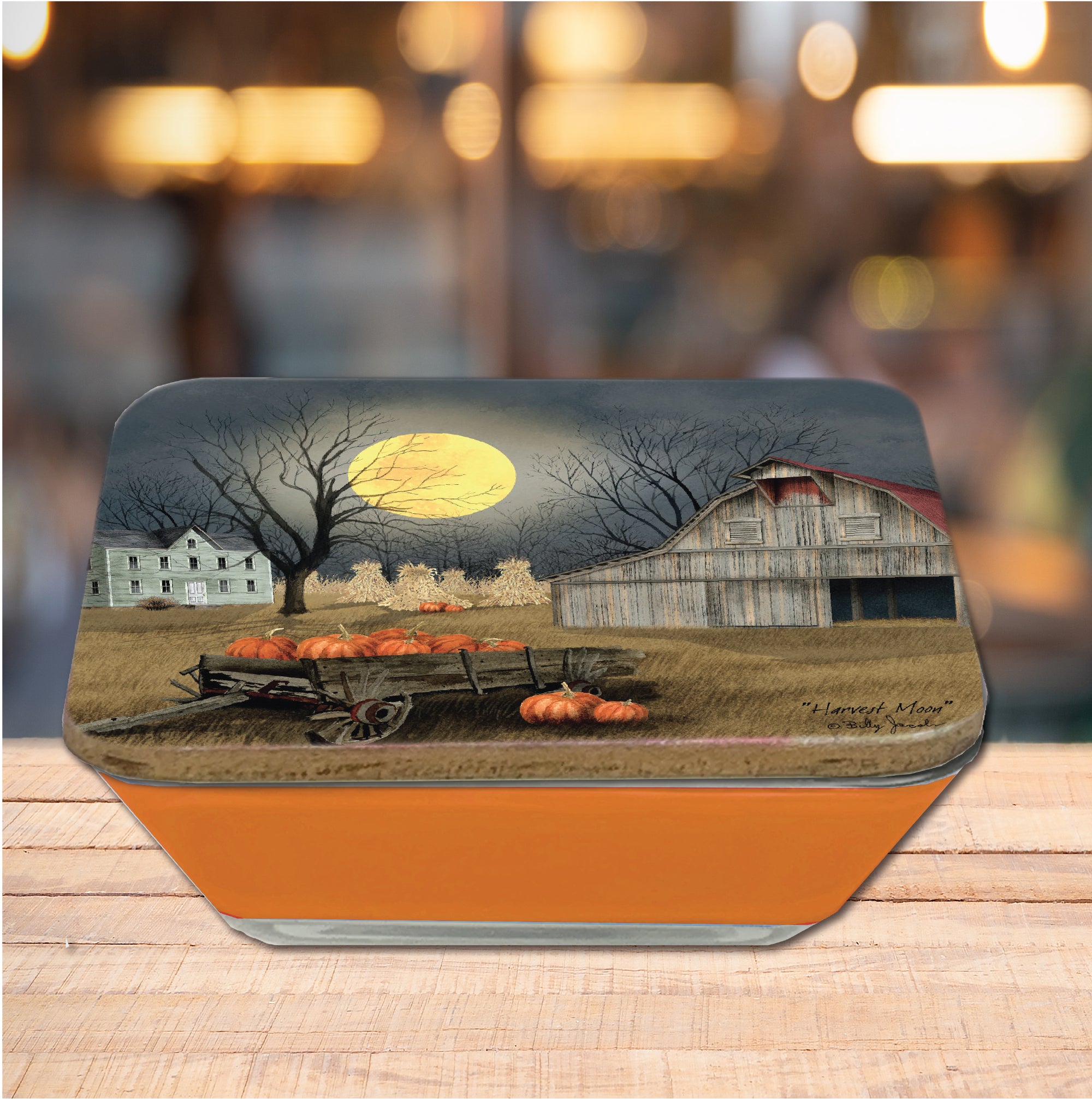 Harvest Moon 6.5"x6.5" Artboard Lid & 20 oz Candle Set