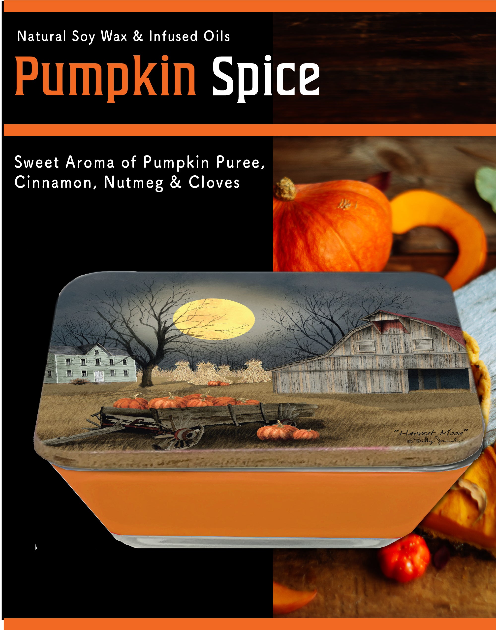 Harvest Moon 6.5"x6.5" Artboard Lid & 20 oz Candle Set