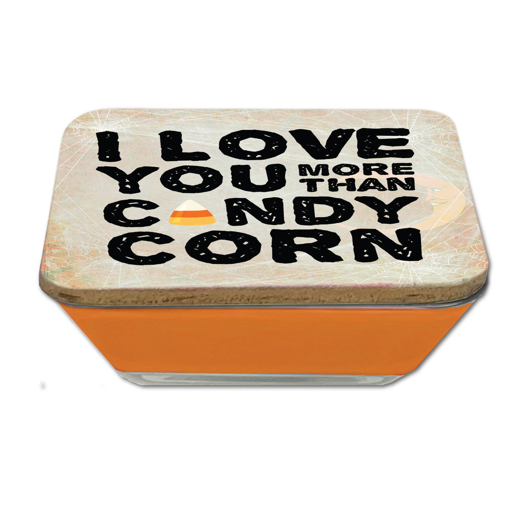 Candy Corn 6.5"x6.5" Artboard Lid & 20 oz Candle Set