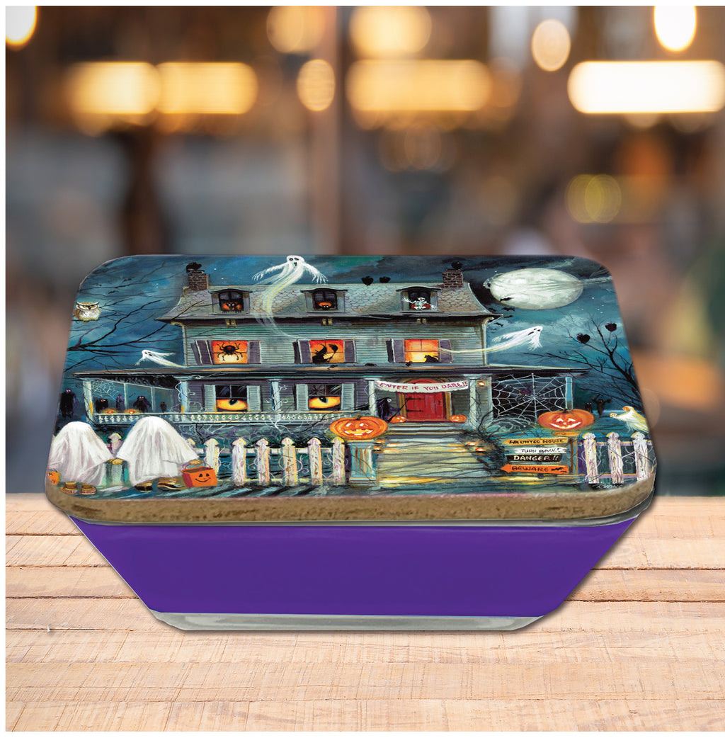 Haunted House I 6.5"x6.5" Artboard Lid & 20 oz Candle Set
