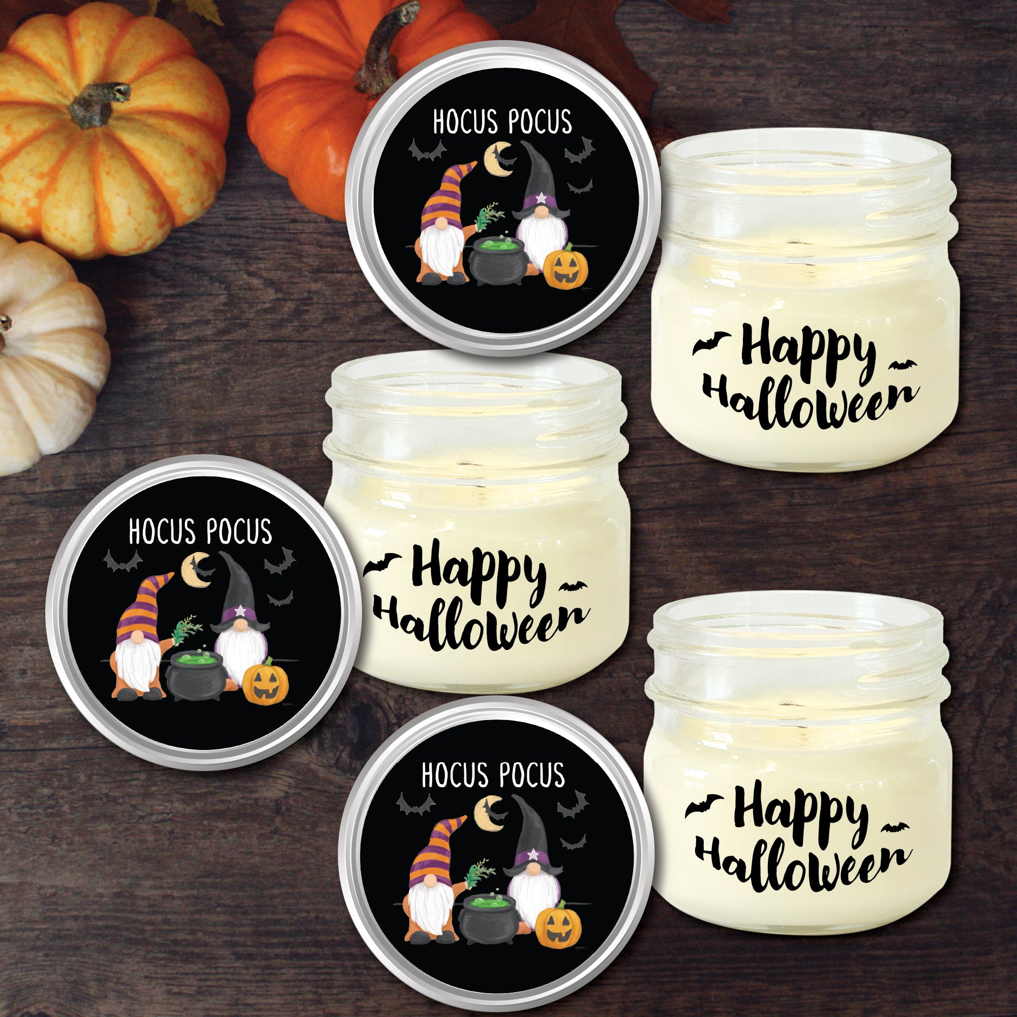 Halloween Gnomes II 8 oz Soy Wax Candle 3 pc. Set