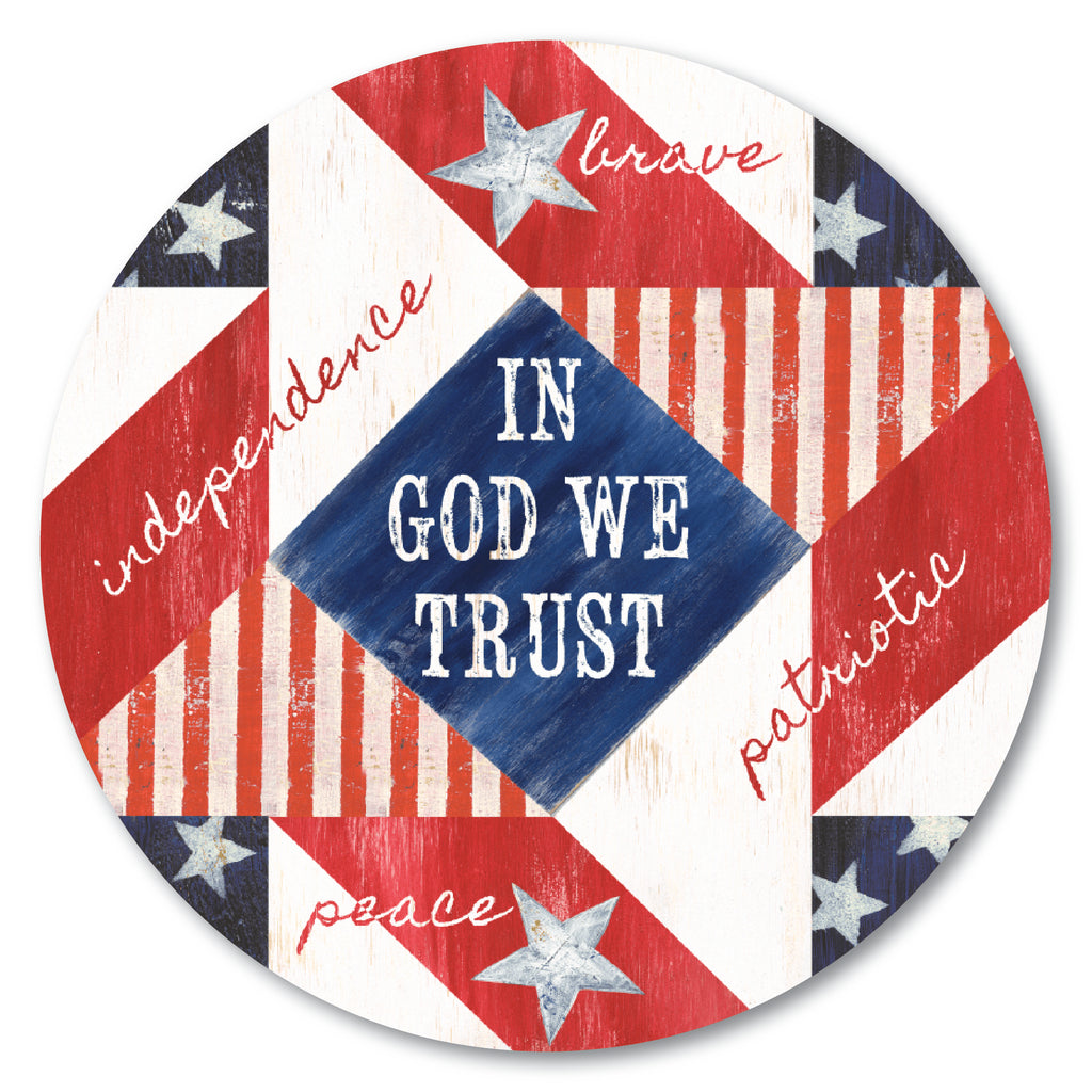 Celebrate 250 Patriotic II Quilt Circular Wood Décor with Wounded Warrior Project