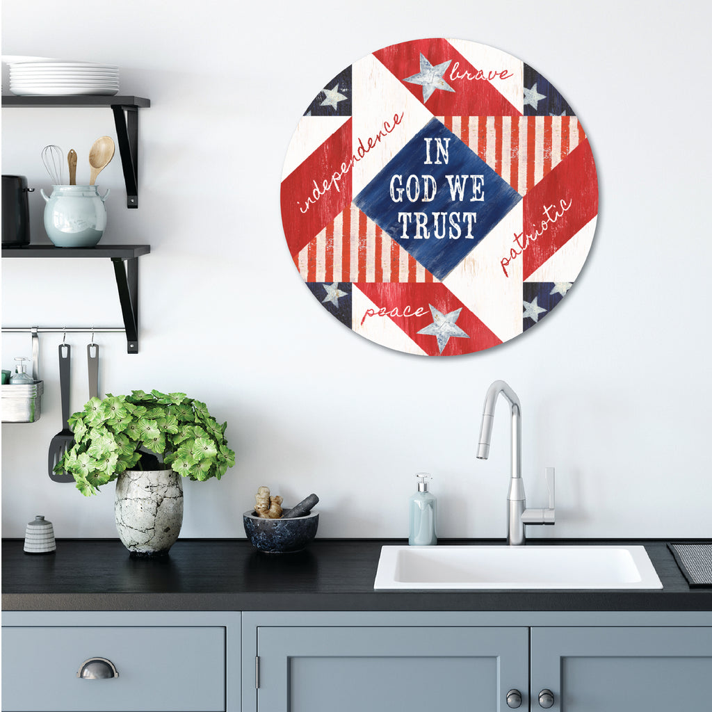 Celebrate 250 Patriotic II Quilt Circular Wood Décor with Wounded Warrior Project