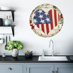 Celebrate 250 Patriotic Heart Wreath Circular Wood Décor with Wounded Warrior Project