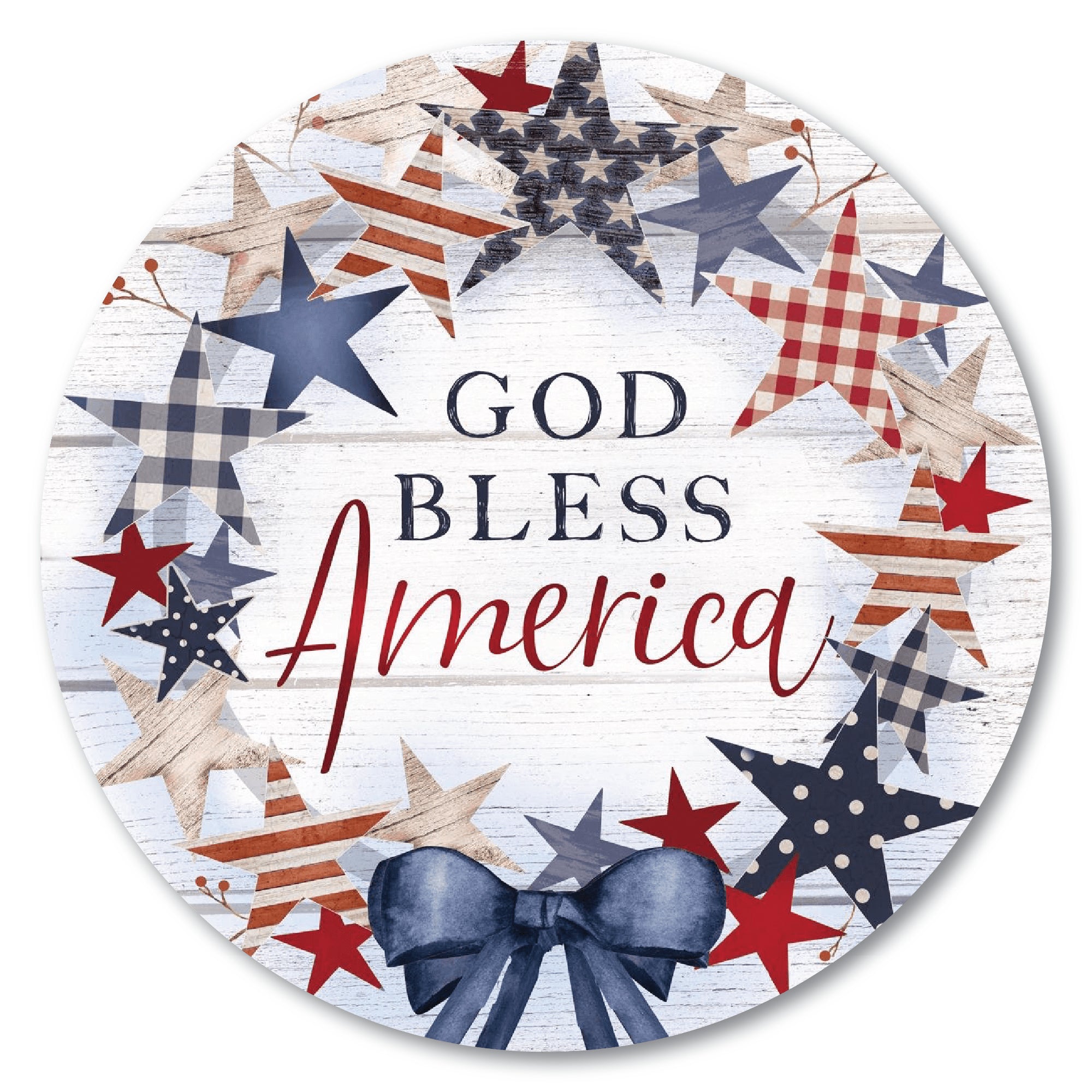 Celebrate 250 God Bless America Wreath Circular Wood Décor with Wounded Warrior Project