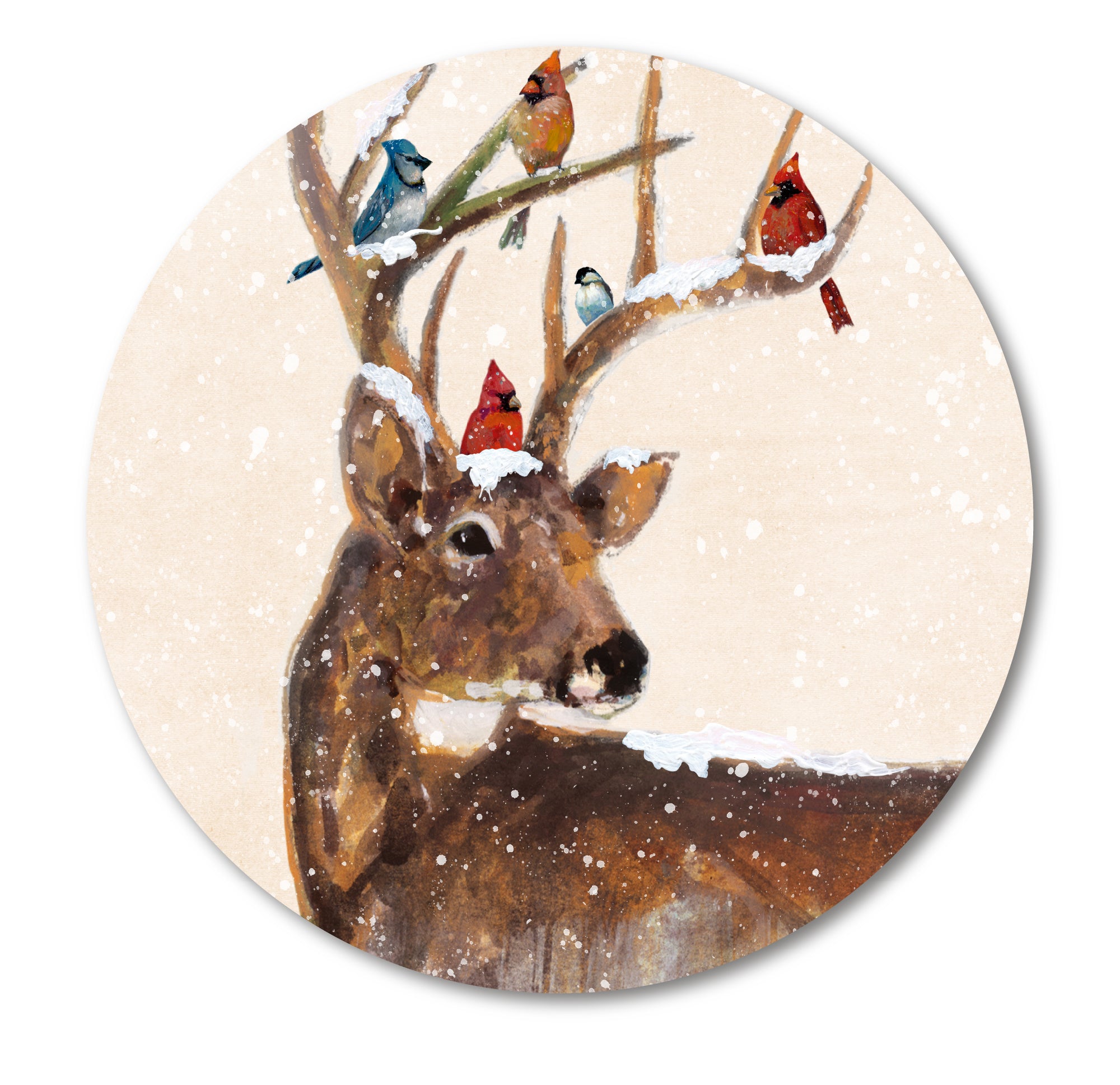 Merry Christmas II Circular Wood Decor