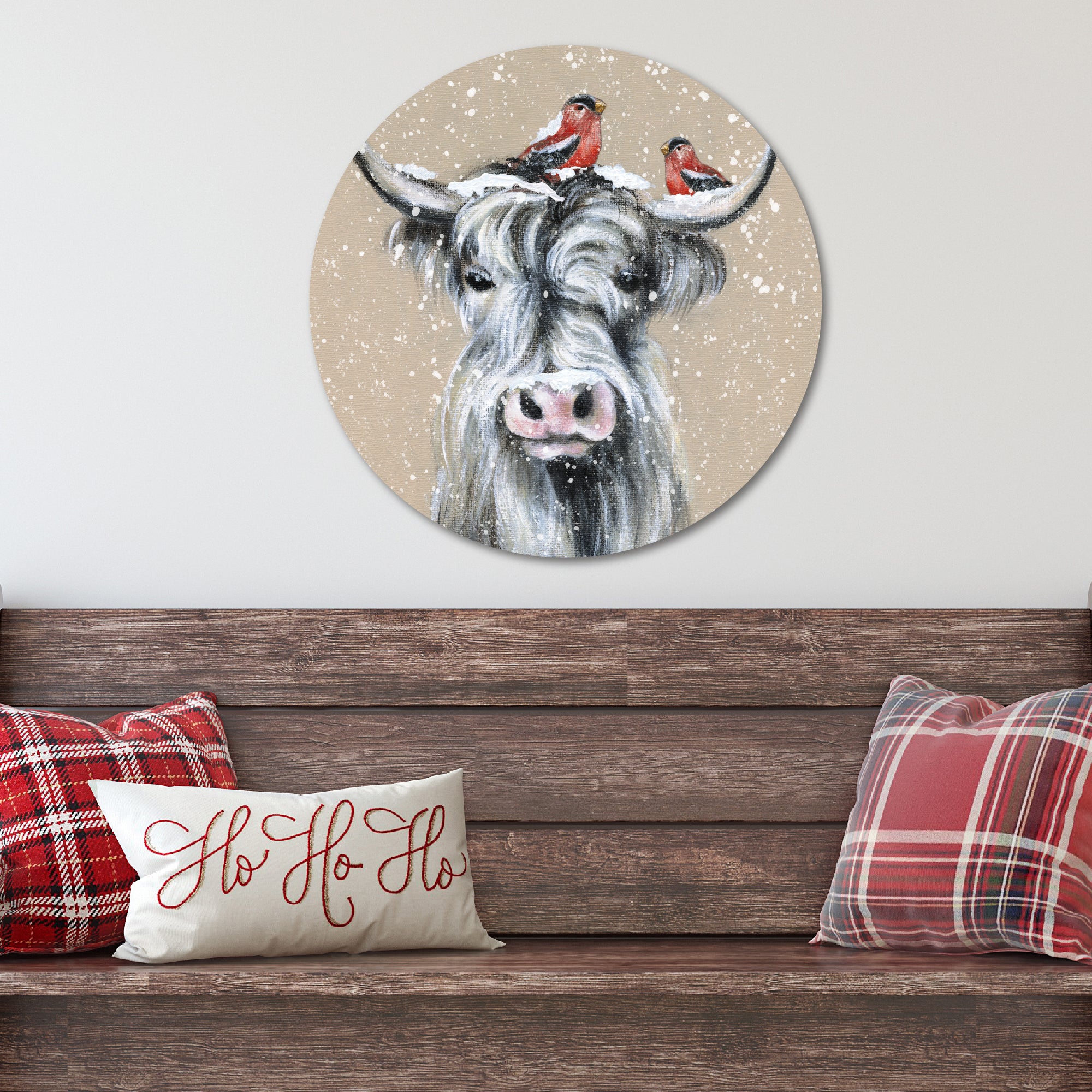 Playful Winter Circular Wood Decor